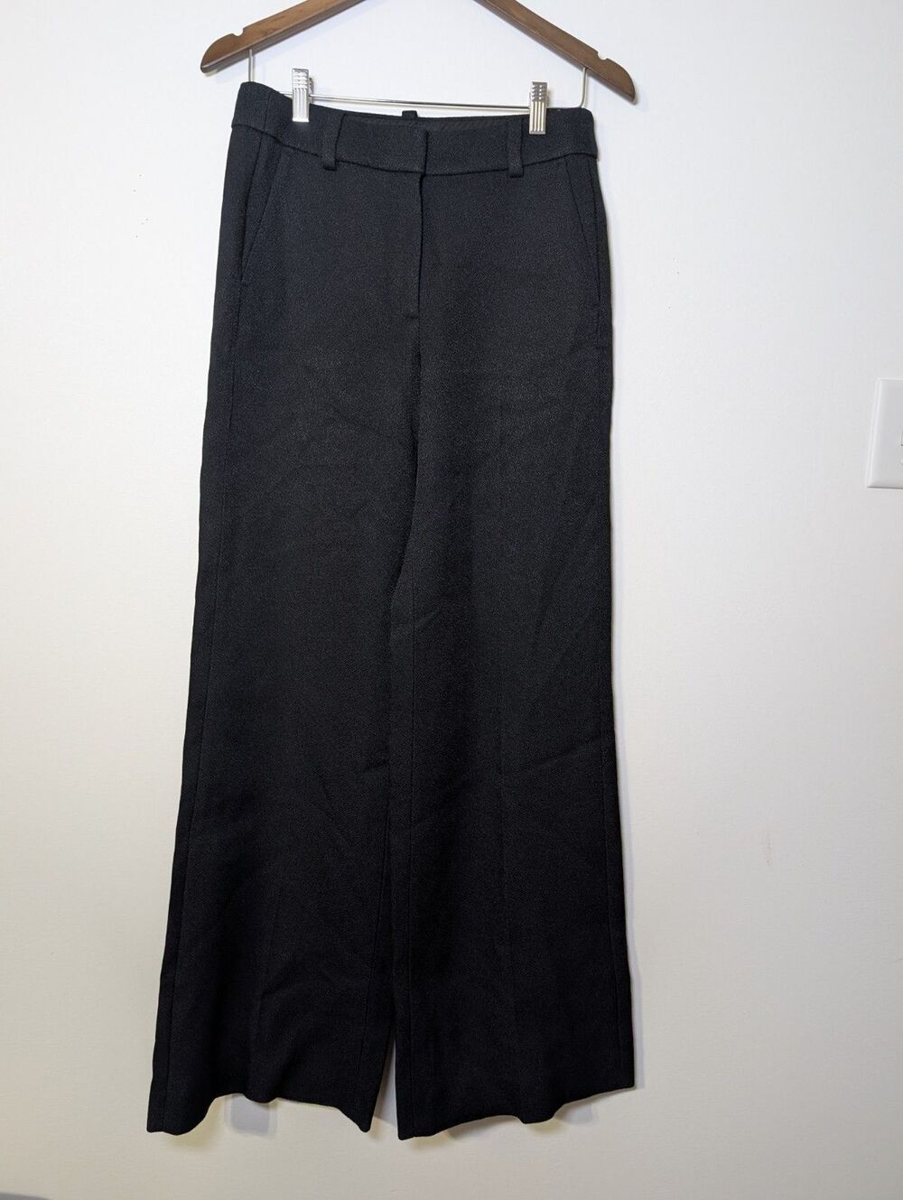 J.Crew Carolina Wide Leg Pants Size 4 Black Quiet Luxury Trouser Office Siren - Picture 2 of 7